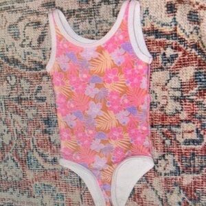 Floral Pink and Orange Kids Swimsuit